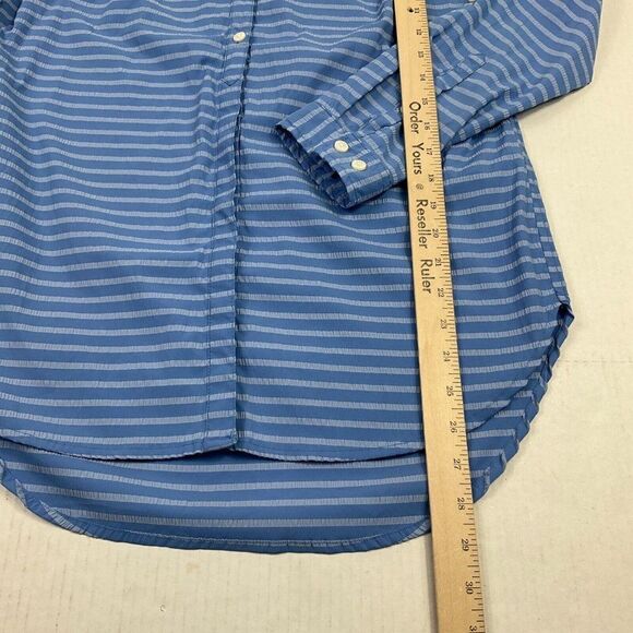 LL Bean Womens Button Down Shirt Blue Striped Tunic Long Sleeve Roll Tab Small - Picture 7 of 11